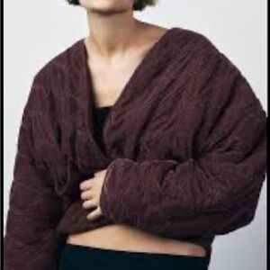 ZARA purple velvet quilted kimono jacket